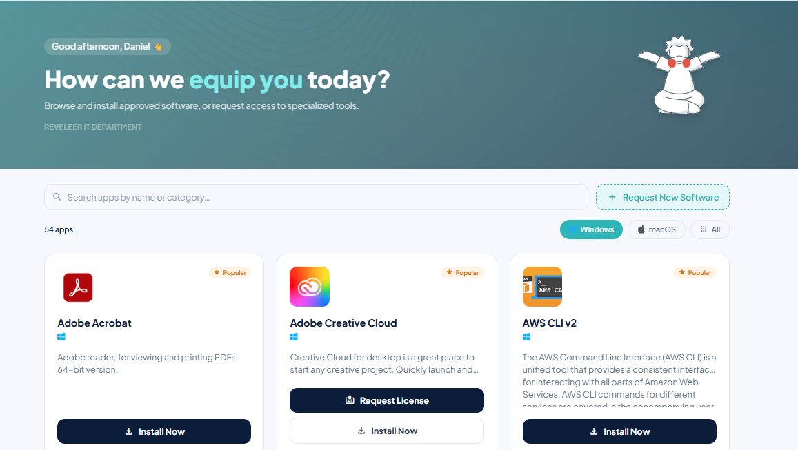 Reveleer IT Self-Service Portal preview